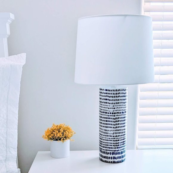 Tracy Boyd Other - NEW! Seaside Navy Blue and White Patterned Ceramic Table Lamp Base 19" Tall, NWT